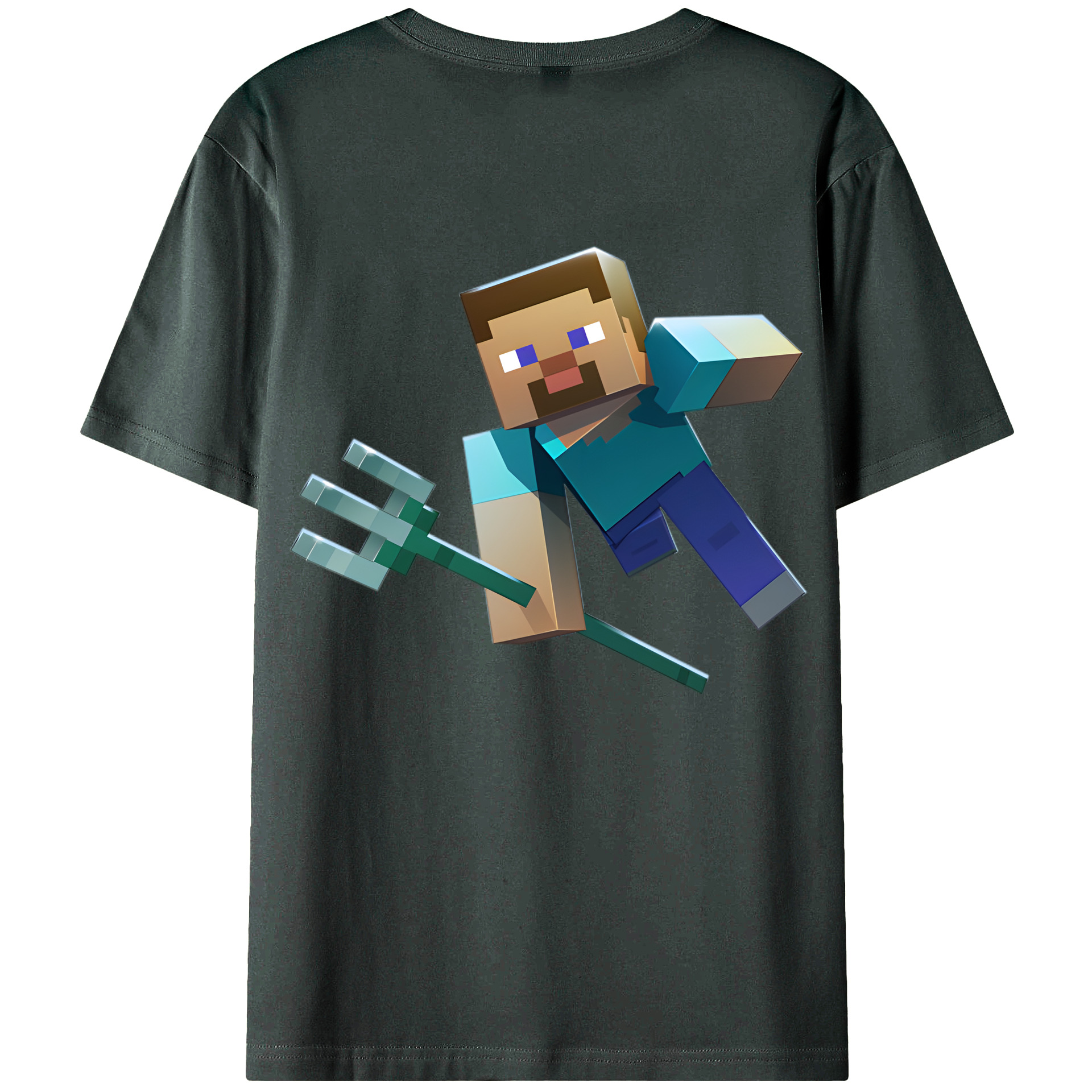 （画像用） マインクラフト ブロックの世界 Minecraft MC Block world 綿100％ メンズ半袖Tシャツ（バックプリント） 通気性